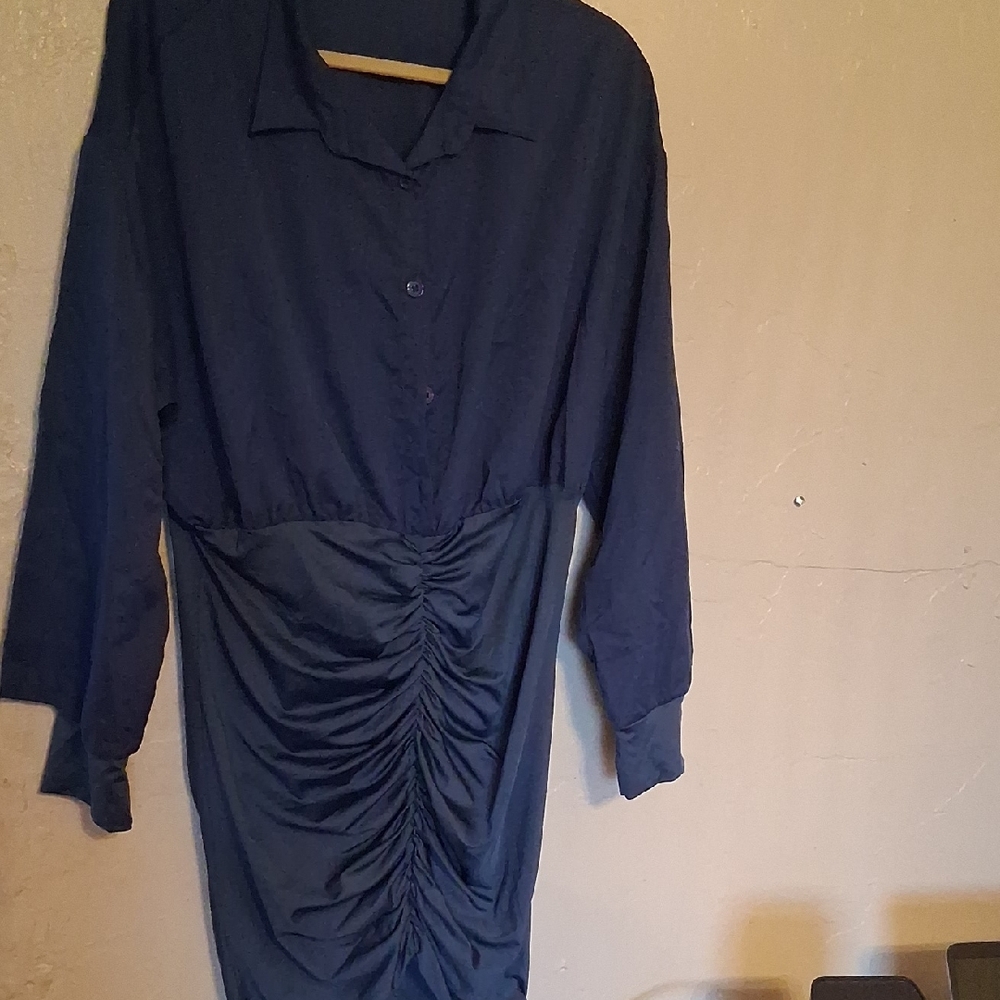 Elegant Blue Ruched Dress